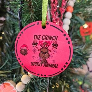 Red Grinch Christmas Ornament